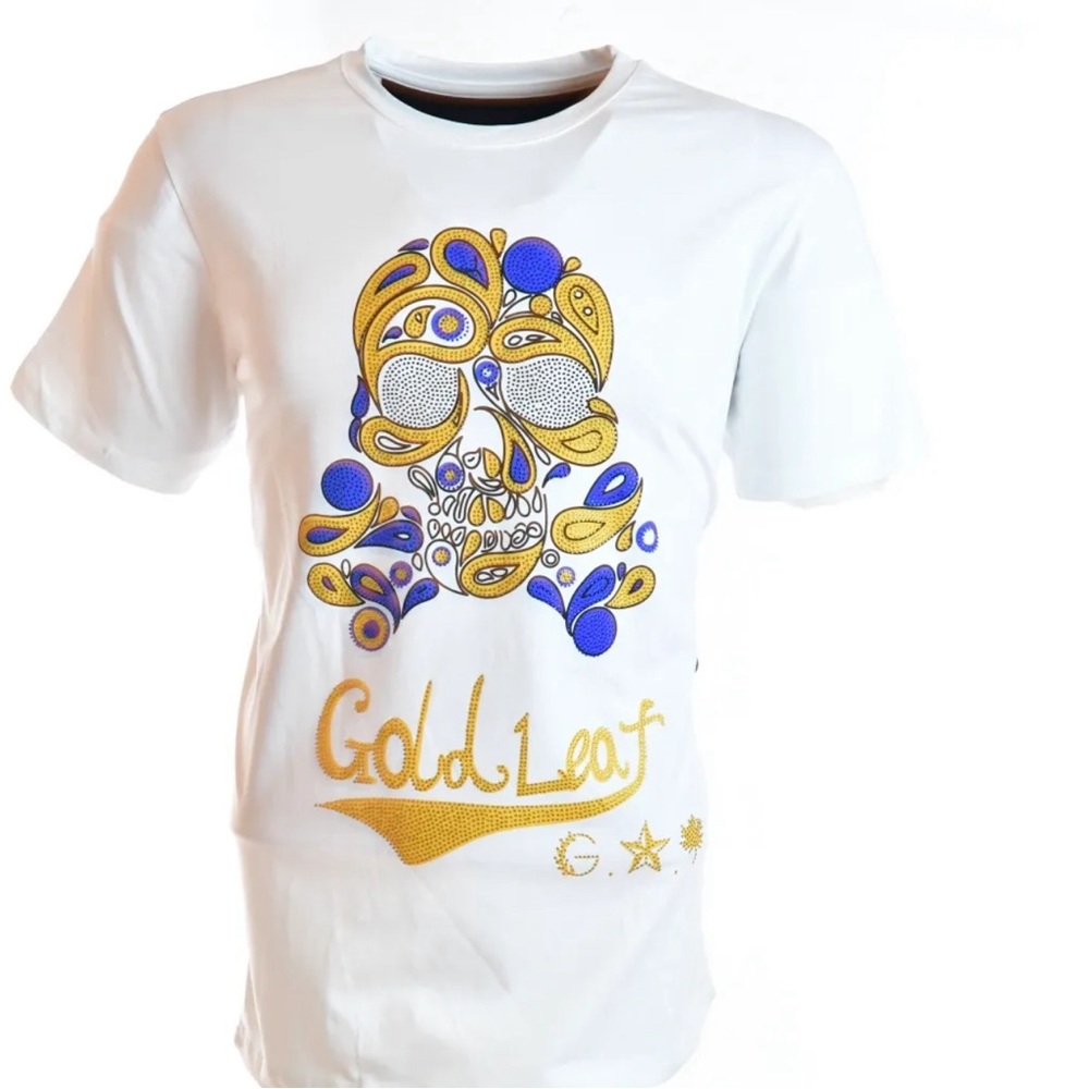 MEN’S DECORATIVE STUDDED SKULL SHIRT-WHITE